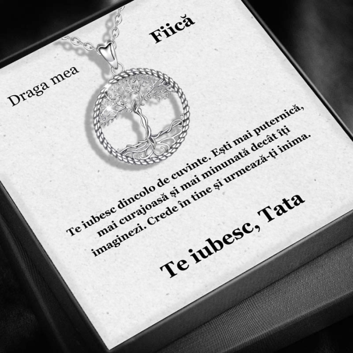 Set Cadou Fiică – Colier cu Pandativ Copacul Intelepciunii din Argint 925 placat cu rodiu, Cutie Elegantă și Felicitare Personalizată [1]