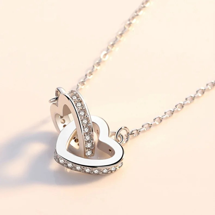 Set Cadou Fiică LD753Z – Colier cu Pandativ Inimi Pereche din Argint 925 placat cu rodiu, Cutie Elegantă și Felicitare Personalizată [12]