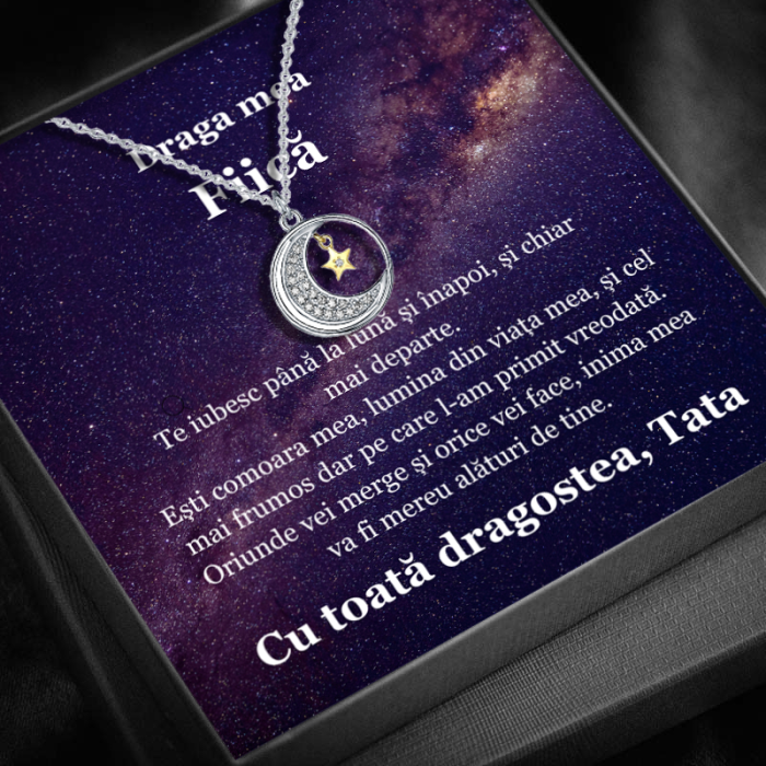 Set Cadou Fiică – Colier cu Pandativ  Lumina lunii din Argint 925 placat cu rodiu, Cutie Elegantă și Felicitare Personalizată [1]