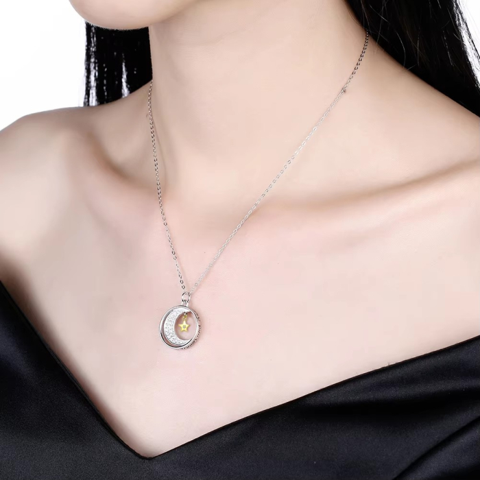 Cadou Ideal Pentru Absolvire Fiică LD758R- Colier cu Pandantiv Lumina lunii din Argint 925 placat cu rodiu, Cutie Elegantă și Mesaj [4]