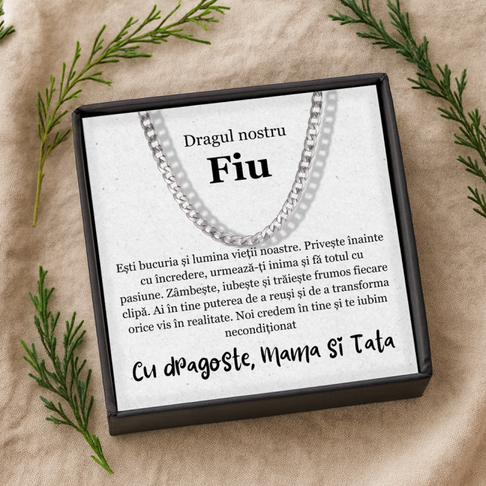Set Cadou Fiu – Colier Cuban Billionaire , Cutie Elegantă și Felicitare Personalizată [1]