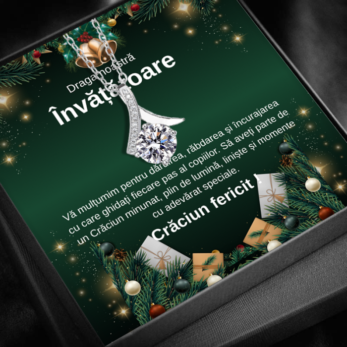 Set Cadou  Craciun Învățătoarea– Colier cu Pandativ Talisman de lumina din Argint 925 placat cu rodiu, Cutie Elegantă și Felicitare Personalizată [1]