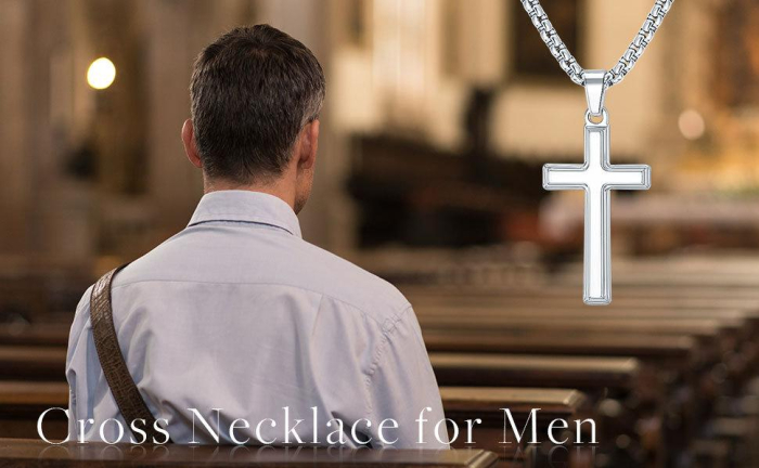 Set Cadou Iubit  JM05B – Colier  pentru Bărbați cu Cruce - Credință și Forță , Cutie Elegantă și Felicitare [4]