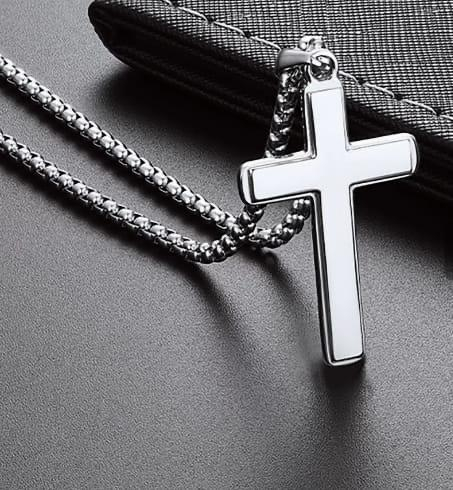 Set Cadou Iubit JM05C  – Colier  pentru Bărbați cu Cruce - Credință și Forță , Cutie Elegantă și Felicitare [2]