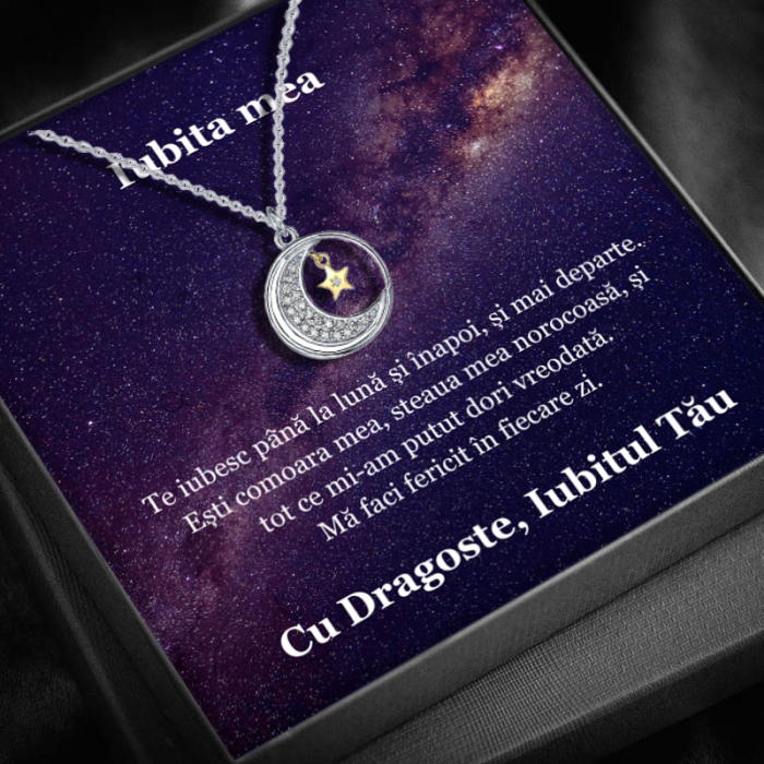 Set Cadou Iubita – Colier cu Pandativ Lumina lunii  din Argint 925 placat cu rodiu, Cutie Elegantă și Felicitare Personalizată [1]