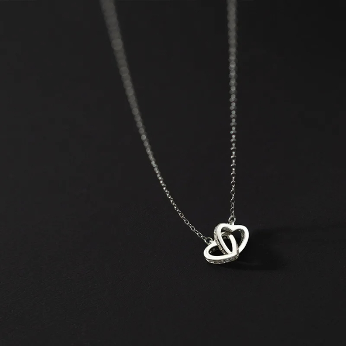 Set Cadou Iubita LD753T– Colier cu Pandativ  Inimi Pereche  din Argint 925 placat cu rodiu, Cutie Elegantă și Felicitare Personalizată [7]