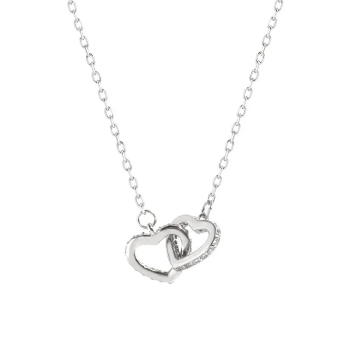 Set Cadou Mamă– Colier cu Pandativ Inimi Pereche din Argint 925 placat cu rodiu, Cutie Elegantă și Felicitare Personalizată [8]