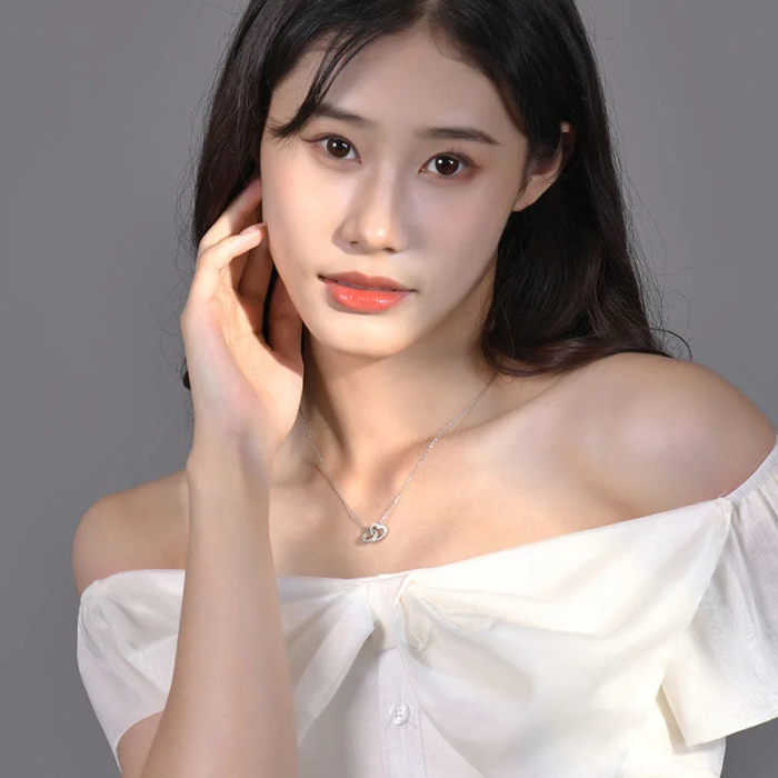 Set Cadou Mamă– Colier cu Pandativ Inimi Pereche din Argint 925 placat cu rodiu, Cutie Elegantă și Felicitare Personalizată [5]