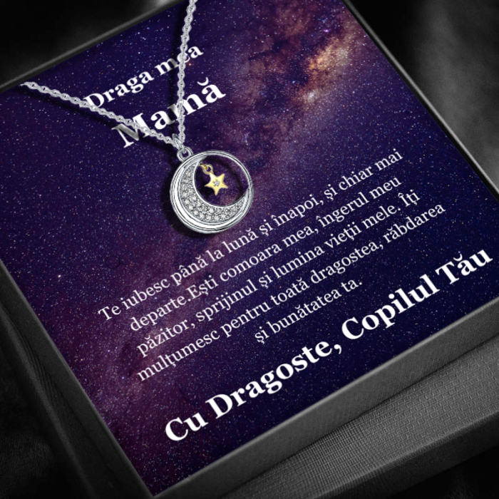 Set Cadou Mamă– Colier cu Pandativ Lumina lunii din Argint 925 placat cu rodiu, Cutie Elegantă și Felicitare Personalizată [1]