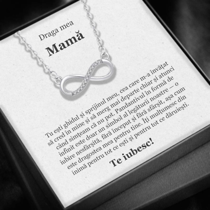 Set Cadou Mamă– Colier cu Pandativ Taina Infinitului  din Argint 925 placat cu rodiu, Cutie Elegantă și Felicitare Personalizată [1]