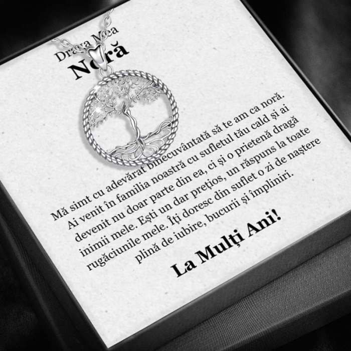 Set Cadou Noră – Colier cu Pandativ Copacul Intelepciunii din Argint 925 placat cu rodiu, Cutie Elegantă și Felicitare Personalizată [1]