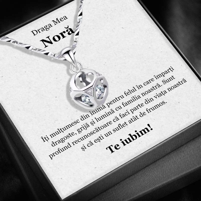 Set Cadou Noră – Colier cu Pandativ Cubul infinitului   din Argint 925 placat cu rodiu, Cutie Elegantă și Felicitare Personalizată [1]
