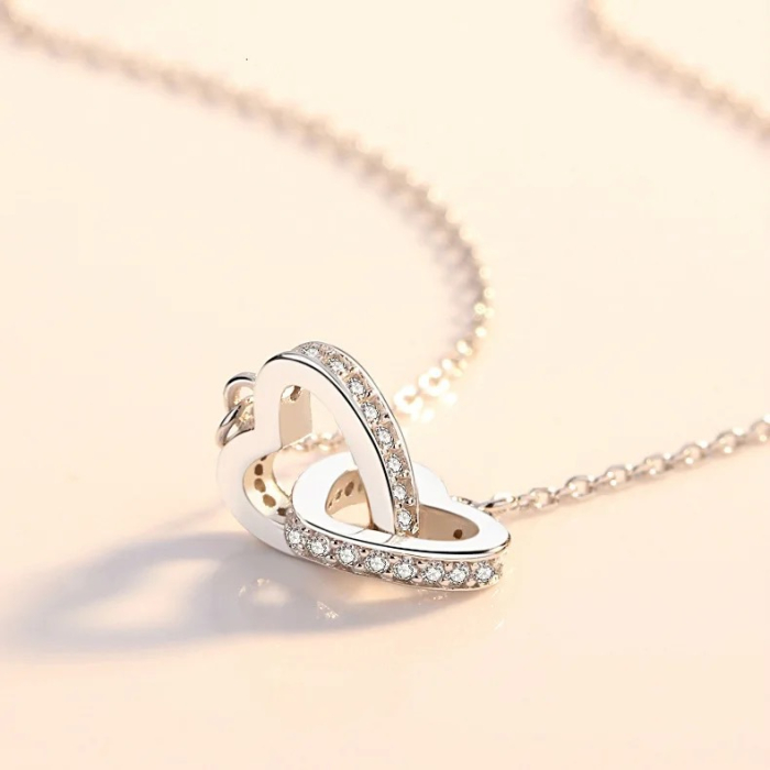 Set Cadou Noră – Colier cu Pandativ Inimi Pereche din Argint 925 placat cu rodiu, Cutie Elegantă și Felicitare Personalizată [14]