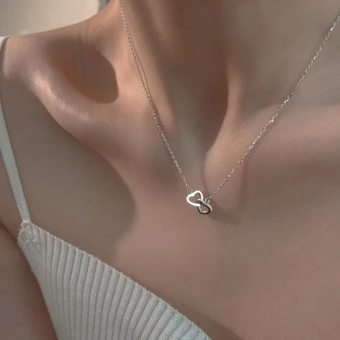 Set Cadou Noră – Colier cu Pandativ Inimi Pereche din Argint 925 placat cu rodiu, Cutie Elegantă și Felicitare Personalizată [7]