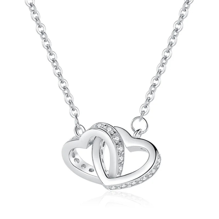 Set Cadou Noră – Colier cu Pandativ Inimi Pereche din Argint 925 placat cu rodiu, Cutie Elegantă și Felicitare Personalizată [3]