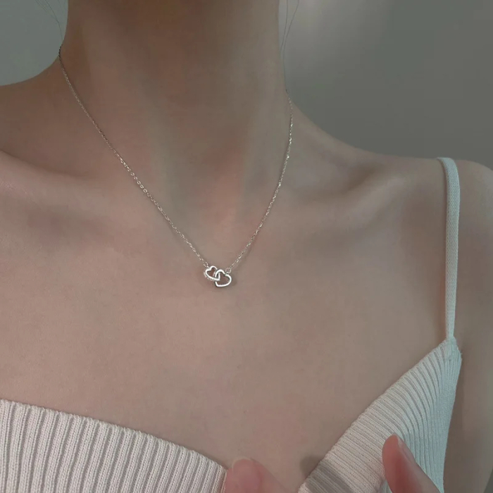 Set Cadou Noră – Colier cu Pandativ Inimi Pereche din Argint 925 placat cu rodiu, Cutie Elegantă și Felicitare Personalizată [6]