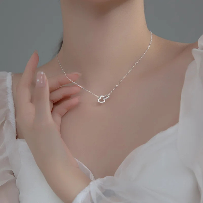 Set Cadou Noră – Colier cu Pandativ Inimi Pereche din Argint 925 placat cu rodiu, Cutie Elegantă și Felicitare Personalizată [2]