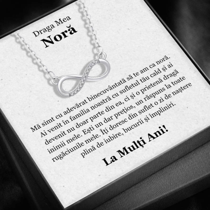 Set Cadou Noră – Colier cu Pandativ Taina Infinitului din Argint 925 placat cu rodiu, Cutie Elegantă și Felicitare Personalizată [1]