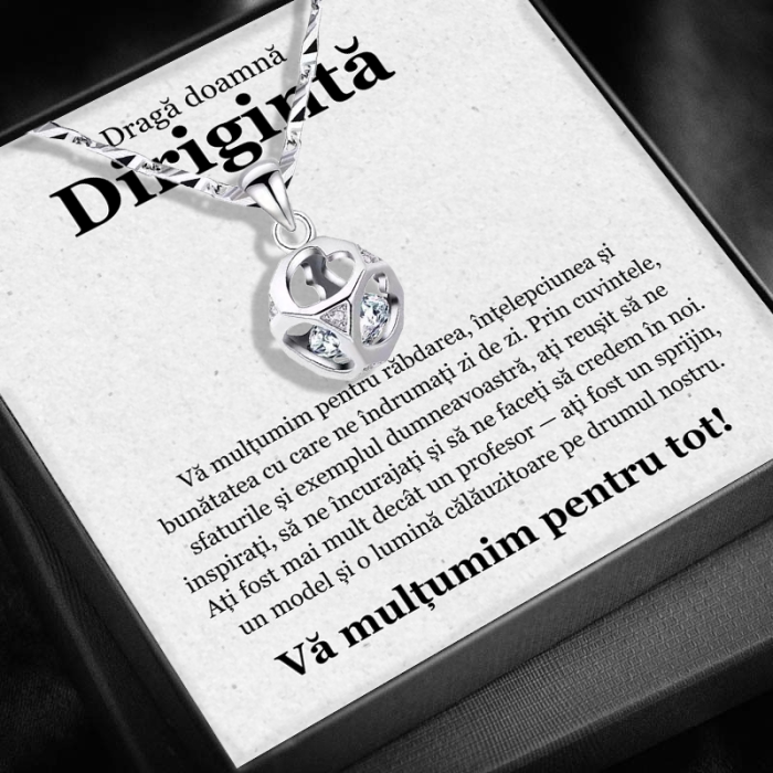 Set Cadou pentru Doamnă Dirigintă– Colier cu Pandativ Cubul infinitului din Argint 925 placat cu rodiu, Cutie Elegantă și Felicitare Personalizată [1]