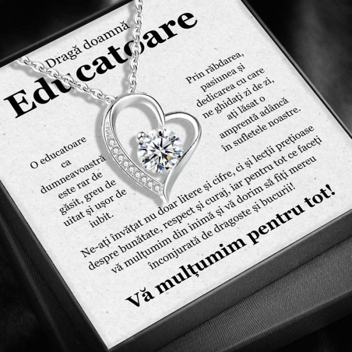 Set Cadou pentru Doamna Educatoare– Colier cu Pandativ Secretul Inimii din Argint 925 placat cu rodiu, Cutie Elegantă și Felicitare Personalizată [1]