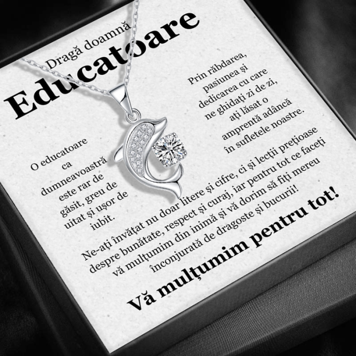 Set Cadou pentru Doamna Educatoare– Colier cu Pandativ Spiritul Oceanului din Argint 925 placat cu rodiu, Cutie Elegantă și Felicitare Personalizată [1]
