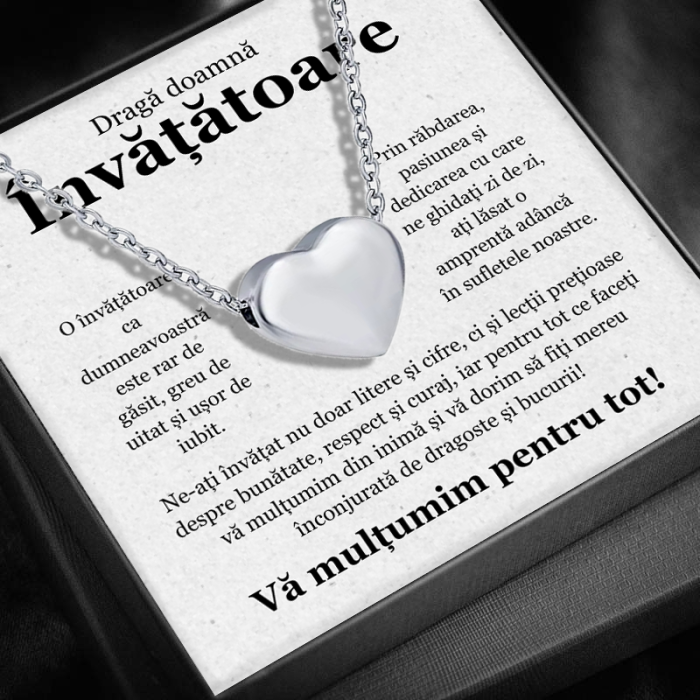 Set Cadou pentru Doamna Învățătoare– Colier cu Pandativ Aurora inimii din Argint 925 placat cu rodiu, Cutie Elegantă și Felicitare Personalizată [1]