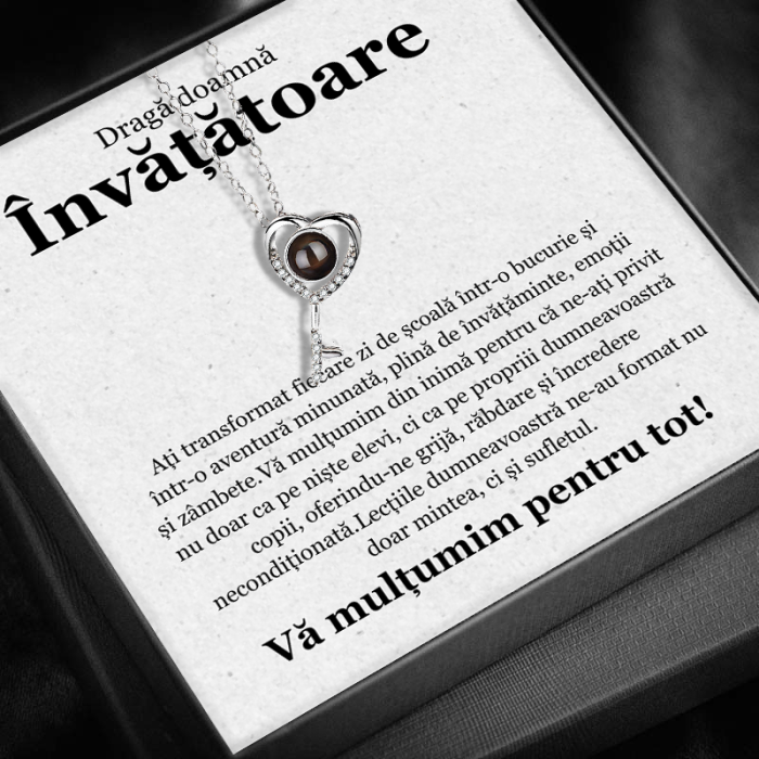 Set Cadou pentru Doamna Învățătoare– Colier cu Pandativ Cheia destinului   din Argint 925 placat cu rodiu, Cutie Elegantă și Felicitare Personalizată [1]