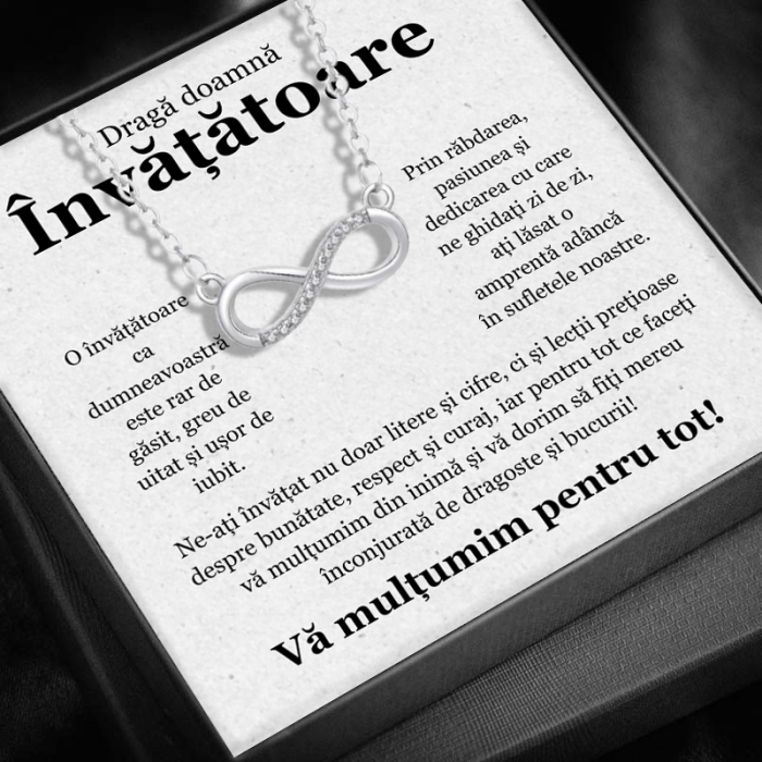 Set Cadou pentru Doamna Învățătoare– Colier cu Pandativ Taina Infinitului din Argint 925 placat cu rodiu, Cutie Elegantă și Felicitare Personalizată [1]