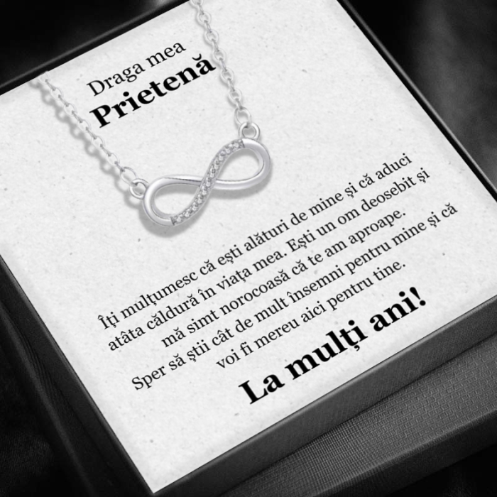 Set Cadou Prietenă -Colier cu Pandativ Taina Infinitului din Argint 925 placat cu rodiu, Cutie Elegantă și Felicitare Personalizată [1]