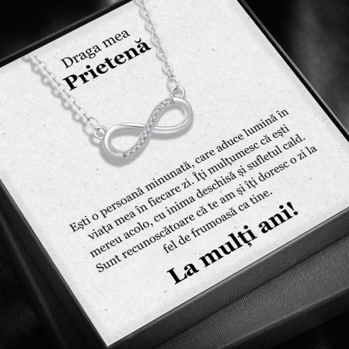 Set Cadou Prietenă -Colier cu Pandativ Taina Infinitului din Argint 925 placat cu rodiu, Cutie Elegantă și Felicitare Personalizată [1]