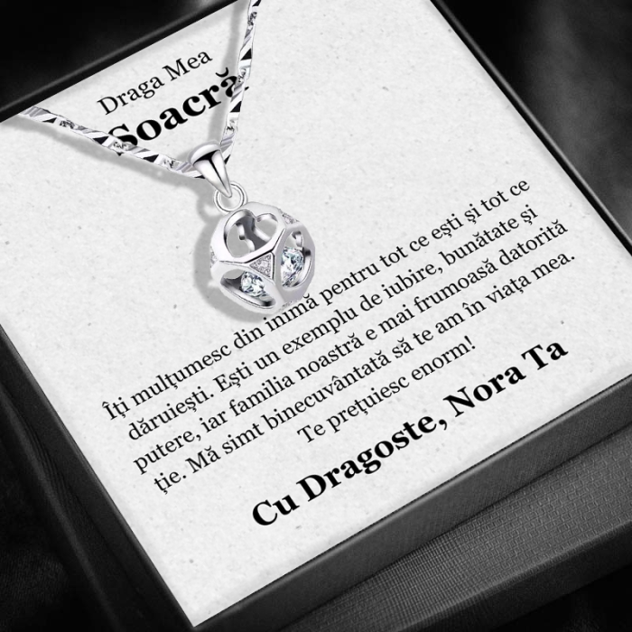 Set Cadou Soacră– Colier cu Pandativ Cubul infinitului  din Argint 925 placat cu rodiu, Cutie Elegantă și Felicitare Personalizată [1]
