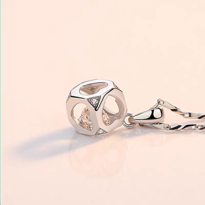 Set Cadou Soră  – Colier cu Pandativ Cubul infinitului din Argint 925 placat cu rodiu, Cutie Elegantă și Felicitare Personalizată [7]