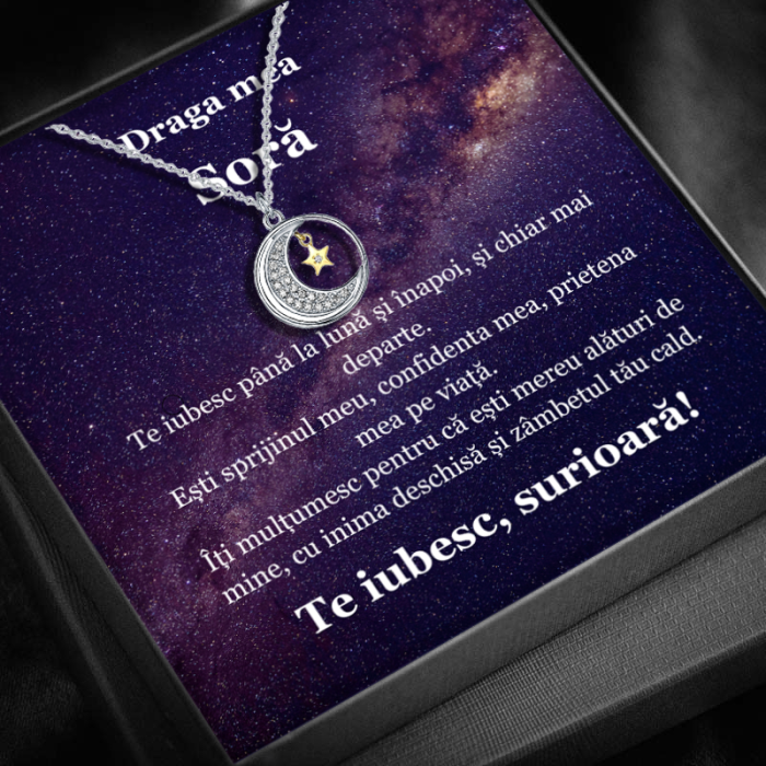 Set Cadou Soră  – Colier cu Pandativ Lumina lunii din Argint 925 placat cu rodiu, Cutie Elegantă și Felicitare Personalizată [1]