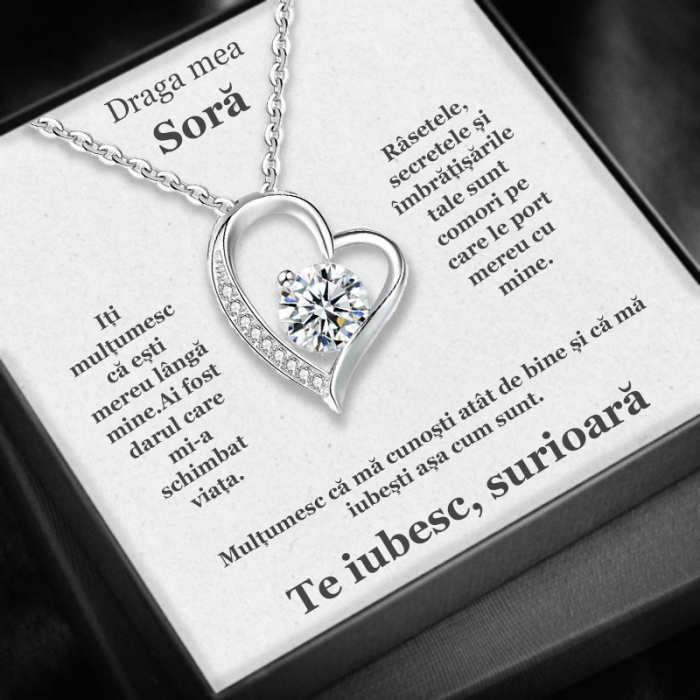 Set Cadou Soră  – Colier cu Pandativ Secretul Inimii din Argint 925 placat cu rodiu, Cutie Elegantă și Felicitare Personalizată [1]