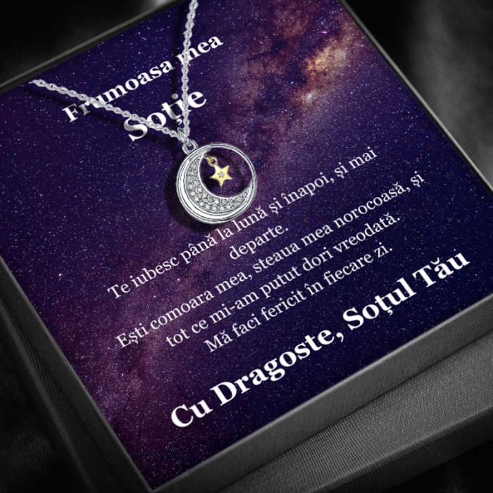 Set Cadou Soție – Colier cu Pandativ Lumina lunii   din Argint 925 placat cu rodiu, Cutie Elegantă și Felicitare Personalizată [1]