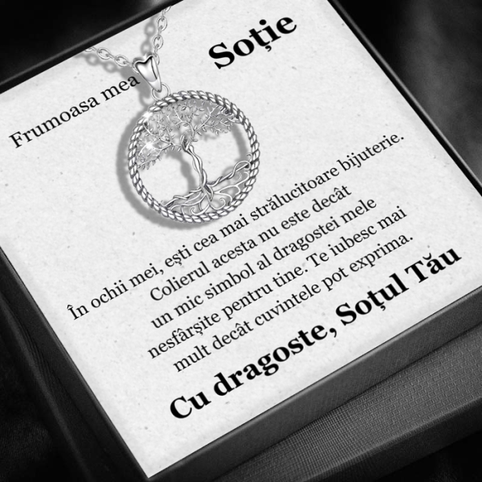 Set Cadou Soție – Colier cu Pandativ Copacul Intelepciunii din Argint 925 placat cu rodiu, Cutie Elegantă și Felicitare Personalizată [1]