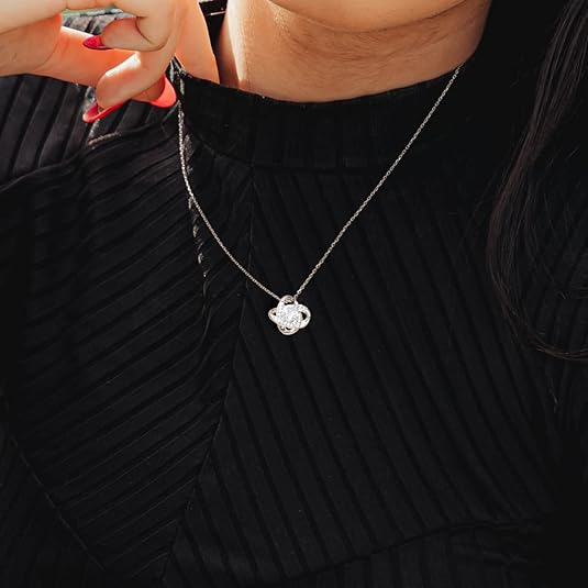 Set Cadou Soție – Colier cu Pandativ Love Knot   din Argint 925 placat cu rodiu, Cutie Elegantă și Felicitare Personalizată [6]
