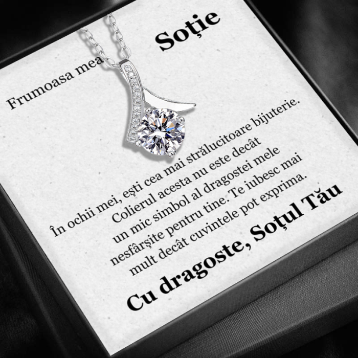 Set Cadou Soție – Colier cu Pandativ Talisman de lumina  din Argint 925 placat cu rodiu, Cutie Elegantă și Felicitare Personalizată [1]
