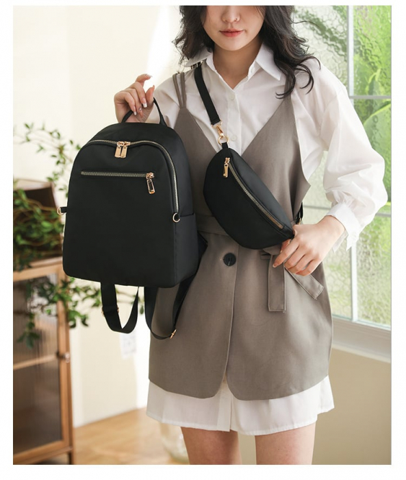 Set Rucsac si Borseta dama Panama, 5414, Negru, 33x13x25 cm [16]