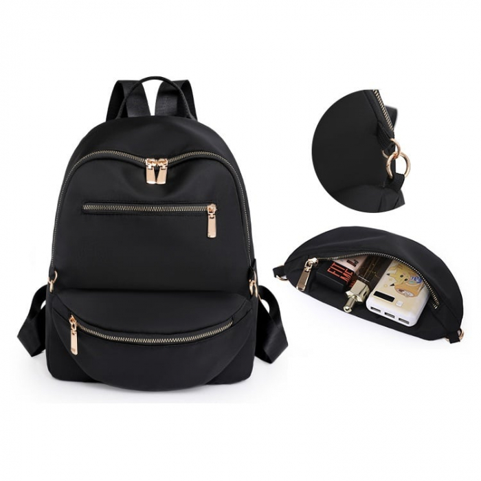 Set Rucsac si Borseta dama Panama, 5414, Negru, 33x13x25 cm [5]