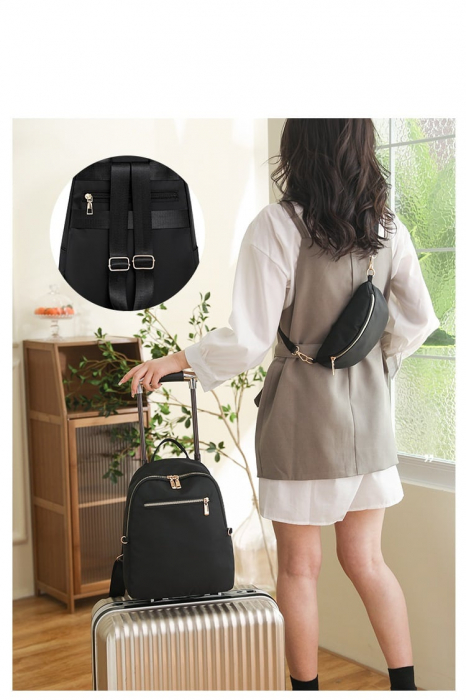 Set Rucsac si Borseta dama Panama, 5414, Negru, 33x13x25 cm [6]