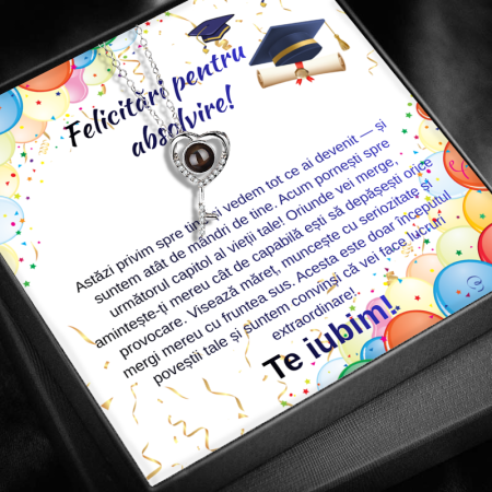 CADOURI ABSOLVIRE - Cadou  Absolvire Pentru  Fiică LD768Y – Colier cu Pandativ Cheia destinului din Argint 925 placat cu rodiu, Cutie Elegantă și Mesaj