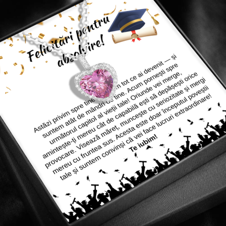 CADOURI ABSOLVIRE - Cadou  Pentru Absolvire Fiică LD751V– Colier cu Pandativ Perla Roz din Argint 925 placat cu rodiu, Cutie Elegantă și Mesaj