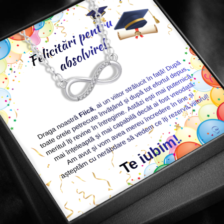 CADOURI ABSOLVIRE - Cadoul Ideal Pentru Absolvire Fiică LD759T– Colier cu Pandativ Taina Infinitului din Argint 925 placat cu rodiu, Cutie Elegantă și Mesaj