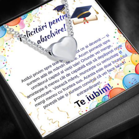 CADOURI ABSOLVIRE - Cadoul Ideal Pentru Absolvire Fiică  LD764S– Colier cu Pandativ Aurora inimii  din Argint 925 placat cu rodiu, Cutie Elegantă și Mesaj Emotionant