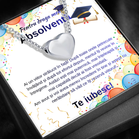 CADOURI ABSOLVIRE - Cadoul Ideal Pentru Absolvire Fiică  LD764T- Colier cu Pandantiv Aurora inimii  din Argint 925 placat cu rodiu, Cutie Elegantă și Mesaj Emotionant