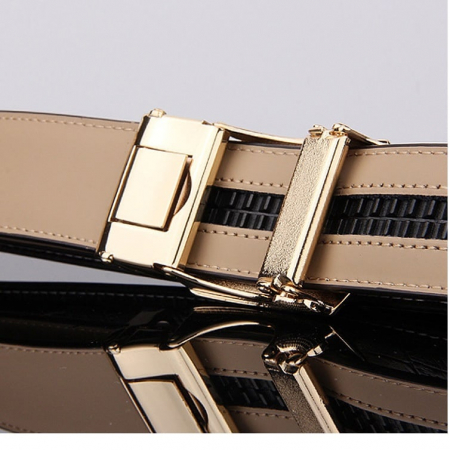 Curea barbati, AVAMSI DDL-DZ-09 cu inchidere automata, Negru, 3.5x125cm, Piele naturala [1]