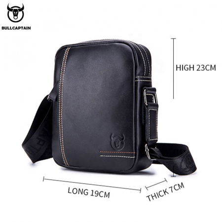 Geanta barbati, Austin GB5527, Piele Naturala, Negru, 23x19x7 cm [3]