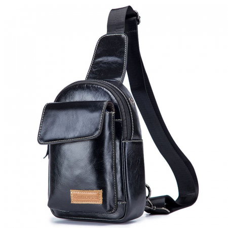 Geanta barbati, Charles GB5512, Piele Naturala, Negru, 24x17x8 cm [0]