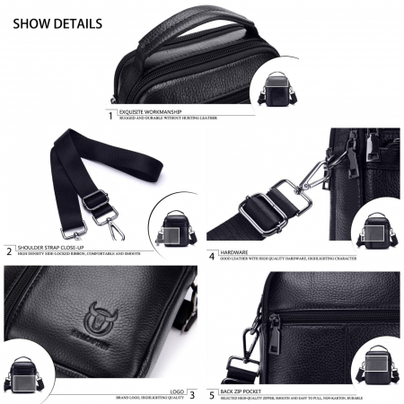 Geanta barbati, Henry GB7687, Piele Naturala, Negru, 23x18x7.5cm [16]